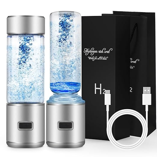 2in1 Hydrogen Water Bottle - 2024 New Portable 6000+ PPBHydrogen Water Ionizer Machine for Home Office Travel - Hydrogen Water Generator Glass Health Cup - Hydrogen Water Machine