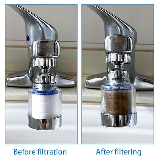 Sink Filter Water Faucet, Transparent 360 Degree Rotating Water Filter Removes Chlorine, Fluorine, Heavy Metals and Hard Water, Multipurpose Water Purifier for Home, Kitchen Faucet Mount Filters