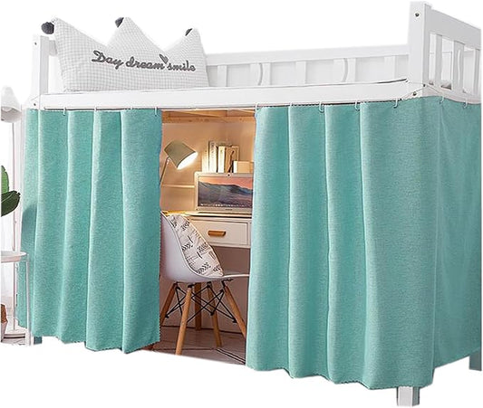 Dorm Home Solid Thicken Bunk Blackout Bed Curtains Cloth Bed Canopy Students Single Sleeper (Grass Green, 2 Panels)