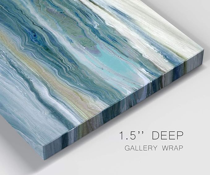 Renditions Gallery Canvas Nature Wall Art Home Paintings & Prints Blue Rough Aqua Marble Modern Watercolor Abstract Minimalist Artwork Decor for Bedroom Office Kitchen - 18"x27" LT33