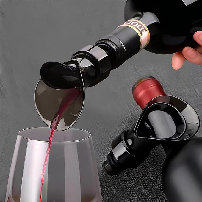 2 in 1 Wine Decanter Built-in Aerator Pourer, Dual Functions of Pouring Wine And Keeping It Fresh, Petal-Shaped Safety Stopper, Red Wine Serving Tool