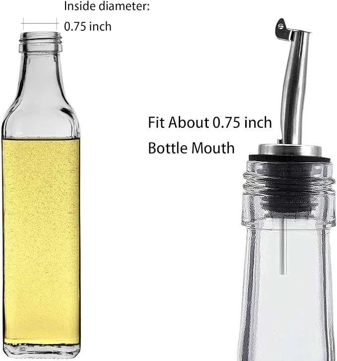 12 Pcs Oil Spout Liquor Bottle Pourer Spouts Stainless Steel Speed Pour Spouts Olive Oil Dispenser Spout with Flip Top for About 3/4" Bottle Mouth