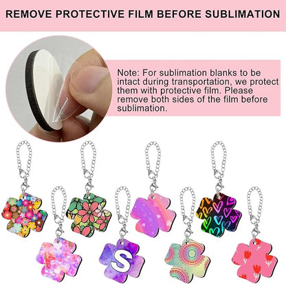 15 Sets Sublimation Charms Accessories for Stanley Cup Sublimation Keychain Blanks Bulk MDF Sublimation Key Chains Charm Blanks for Tumblers with Handle for DIY Crafts Gift (Leaf)