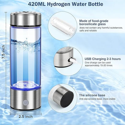 420ml Hydrogen Water Ionizer,Hydrogen Water Bottle, 2024 Portable Hydrogen Water Generator with 3-Minute Rapid Electrolysis, Suitable for Home, Office,Daily Use