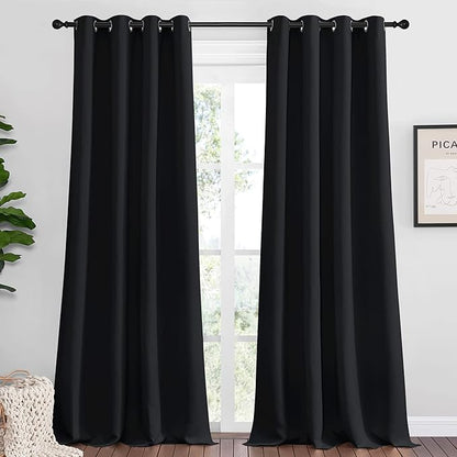 NICETOWN Halloween Patio Blackout Curtain Shades - Summer Home Decoration Thermal Insulated Grommet Blackout Draperies/Drapes for Kitchen (2 Panels, 55 inches x 90 inches, Black)