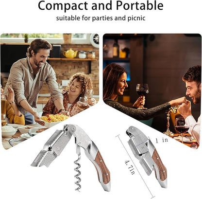 Wine Opener 2 Pack, Professional Waiter Corkscrew, Stainless Steel Wine Key Manual Wine Bottle Opener for Restaurant Waiters, Sommelier, Bartenders Home Use