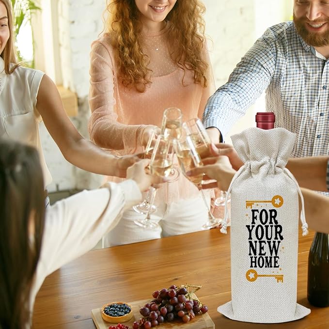 New Home Wine Bag, Housewarming Gift for Friends Family Member Coworker Sister Bestie, Wine Bag Party Favor Wine Champagne Gift Bag With Drawstring -28