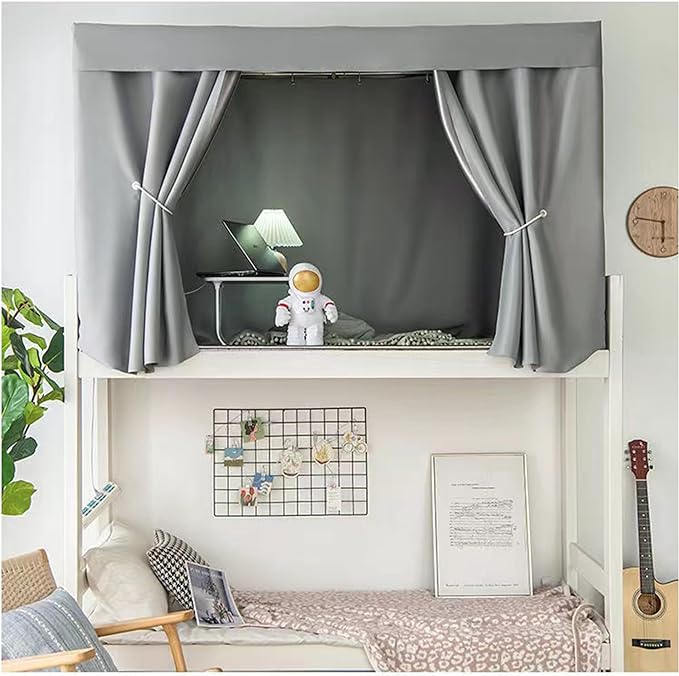 Dorm Home Solid Thicken Bunk Blackout Bed Curtains Cloth Bed Canopy Students Single Sleeper，2panels