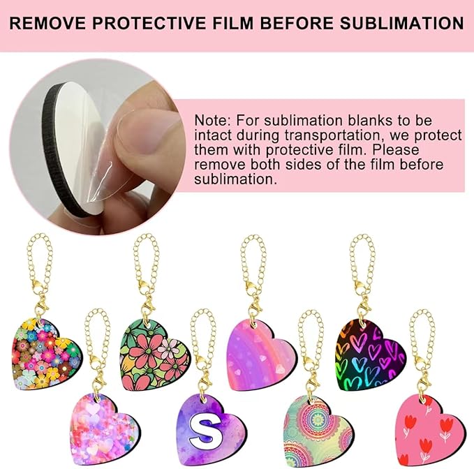 15 Sets Sublimation Charms Accessories for Stanley Cup Sublimation Keychain Blanks Bulk MDF Sublimation Key Chains Charm Blanks for Tumblers with Handle for DIY Crafts Gift (Heart)