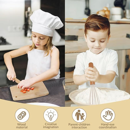 Wooden Kids Safe Knife and Kids Baking Set for Real Cooking, 8 PCS Toddler Montessori Kitchen Tools, Cooking and Baking for Kids Little Chefs Montessori Kitchen Tools for Toddlers-Kids Cooking Sets