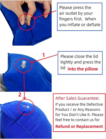 3 Pieces Inflatable Travel Pillow for Camping, Home Office Sleeping Pillow, Head Neck Lumbar Support, Ultralight Portable Compact and Soft, Airplane car Hiking Backpacking Trip Pillow