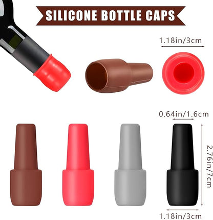 Wine Stoppers for Wine Bottles, Reusable Sparkling Wine Corks Sealer for Wine Bottles, Soft Silicone Wine Bottle Stoppers for Champagne Prosecco Home Use (12PCS)