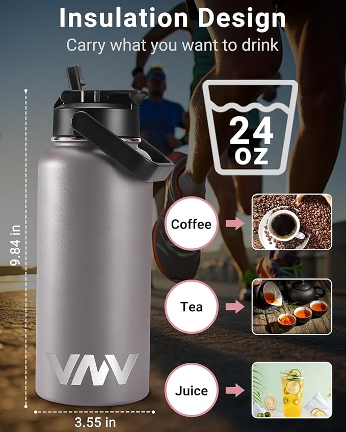 VNV 32 Oz Insulated Water Bottle, Stainless Steel Vacuum Double Wall Insulated Thermos, Leak Proof Travel Mug with Straw Lid, for Home and Outdoor