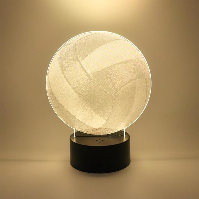 3D Optical Illusion Night Light Bedroom Home Office Decoration 7 Colors Changing Touch Control Birthday Christmas Gifts (Volleyball Shape)