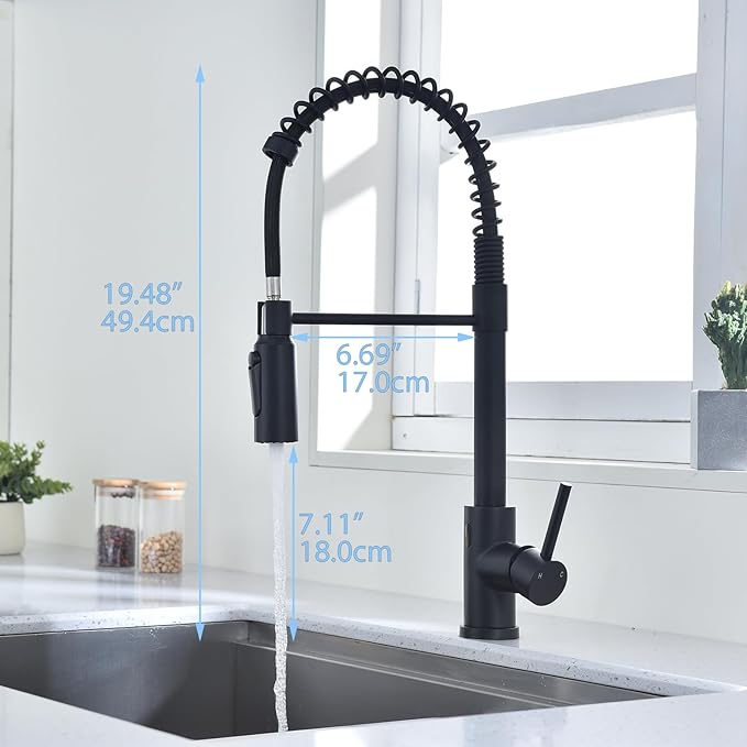 Touchless Kitchen Faucet with Pull Down Sprayer Water Filte 3 Hole Single Handle for Sink Rv Commercial Outdoor Laundry Brass Stainless Steel Material（Black）