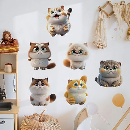 Cartoon Cute Cat Wall Stickers 3D Removable Cartoon Animal Cats Large Wall Decals for Kid Girl Baby Room Stickers Peel and Stick Wall Art Home Decor Living Room Bedroom Bathroom