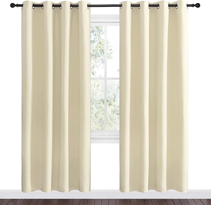 NICETOWN Beige Room Darkening Curtains 78" Long for Boho Farmhouse Home Decoration, Window Treatment Total Privacy Drape Panels for Bedroom Living Room Guest Room (55" Wide, Set of 2)