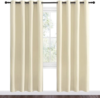 NICETOWN Beige Room Darkening Curtains 78" Long for Boho Farmhouse Home Decoration, Window Treatment Total Privacy Drape Panels for Bedroom Living Room Guest Room (55" Wide, Set of 2)