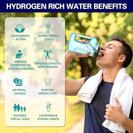 50Oz|1.5L Hydrogen Water Bottle with Latest SPE PEM Technology Water Ionizer, Hydrogen Water Generator Improve Water in 5 Minutes for Home, Office, Travel, Outdoor Adventure