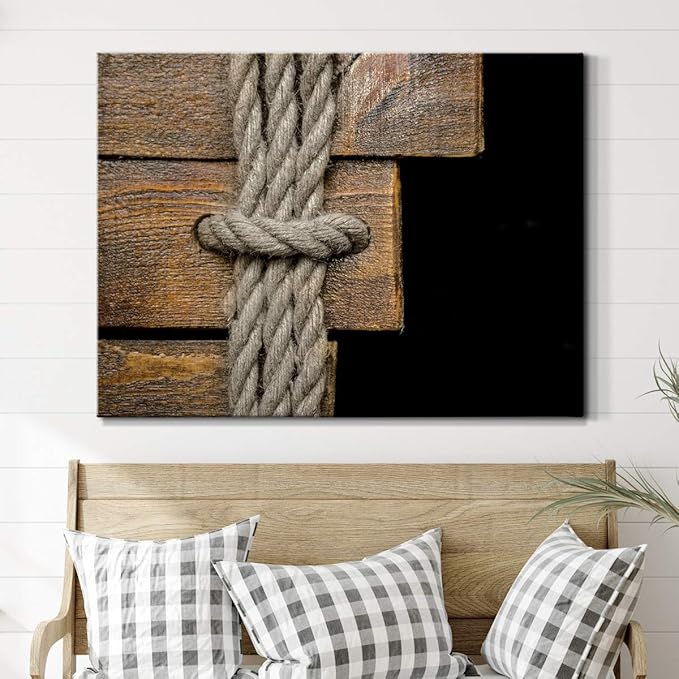 Renditions Gallery Canvas Nautical Wall Art Home Paintings & Prints Scary Closeup Knot Black & White Horror Modern Canvas Artwork Decorations for Bedroom Office Kitchen - 24"x36" LT33