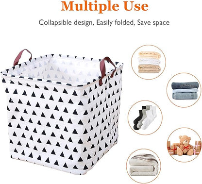 Square Storage Basket, Fabric Bins Laundry for Home Kitchen, Storage Organizer with Handles Waterproof for Nursery Dorm Shelf