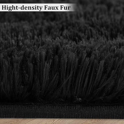 9x12 Extra Large Area Rugs for Living Room,Super Soft Fluffy Modern Bedroom Carpet Rug Indoor Modern Plush Shaggy Floorcover Fuzzy Solid Home Decor Rug Non Slip Throw Rug Kids Room Nursery,Black