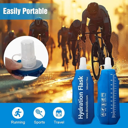 150ML Soft Flask, Running Water Bottle Foldable TPU Hydration Flask for Running Hydration Pack Cycling Hiking Marathon, Pack of 2