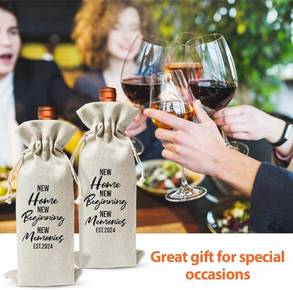 New Home New Beginning New Memory Gift, Wine Bag for Wine Bottle Gift, Closing Gift for Home Buyer, Housewarming Party Decoration, House Accessory for Home, Return Gift for Housewarming