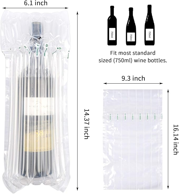 10 Packs Wine Bags for Travel, Wine Travel bags for Wine Bottles, Inflatable Wine Bottle Protector for Travel Shipping, Wine Skins for Travel