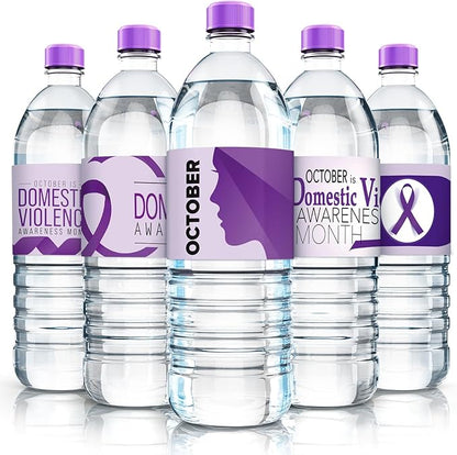 120 Pcs Domestic Violence Awareness Month Decorations Water Bottle Labels 8.6" x 2" Domestic Violence Awareness Month Water Bottle Stickers for Domestic Violence Awareness (Bright Color)