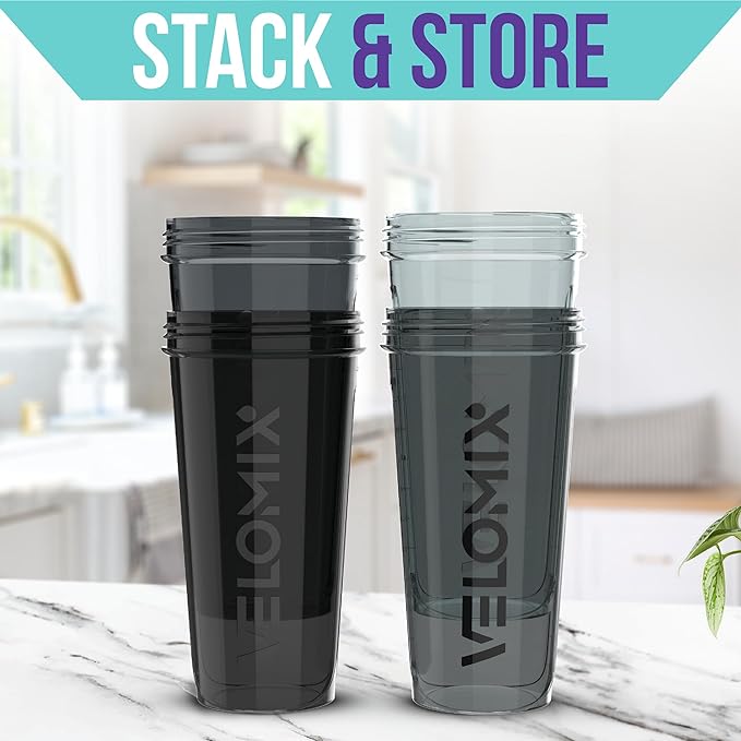 -4 PACK- 28 oz Protein Shaker Bottle for Protein Mixes - 4x Wire Whisk | Leak Proof Shaker Cups for Protein Shakes | Protein Shaker Bottle Pack | Protein Shake Cup