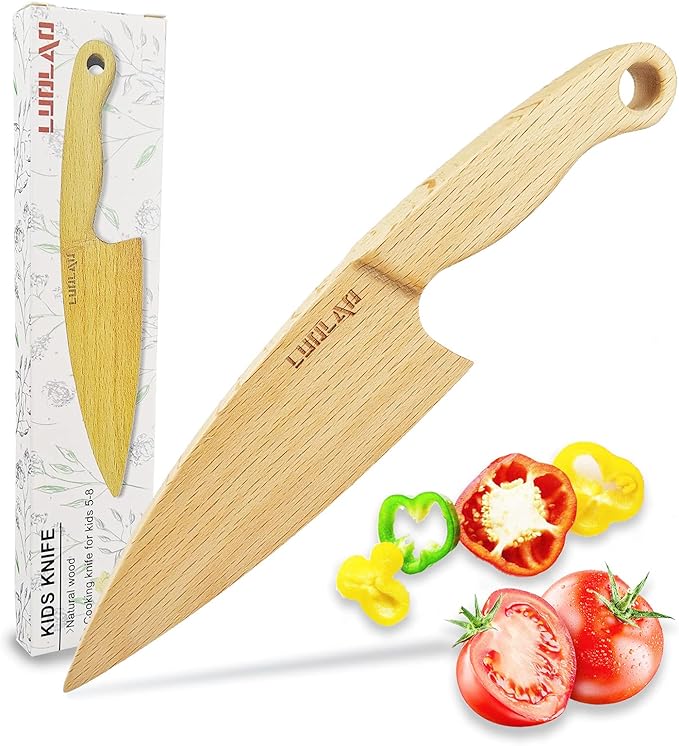 Wooden Kids Knife for Cooking, Montessori Toddler Knife, Kids Junior Cooking Utensils Ages 5-8, Kids Kitchen Tool for Real Cooking, Perfect Gifts for Kids