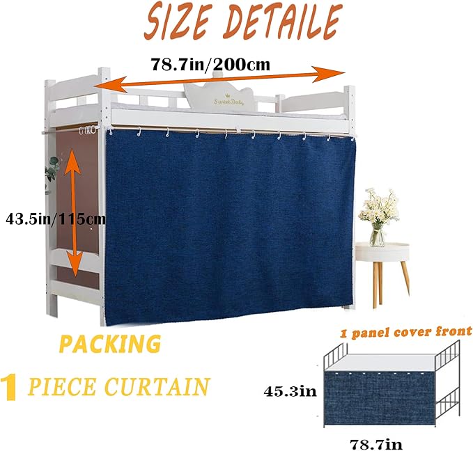 Dorm Home Solid Thicken Bunk Blackout Bed Curtains Cloth Bed Canopy Students Single Sleeper，1panel