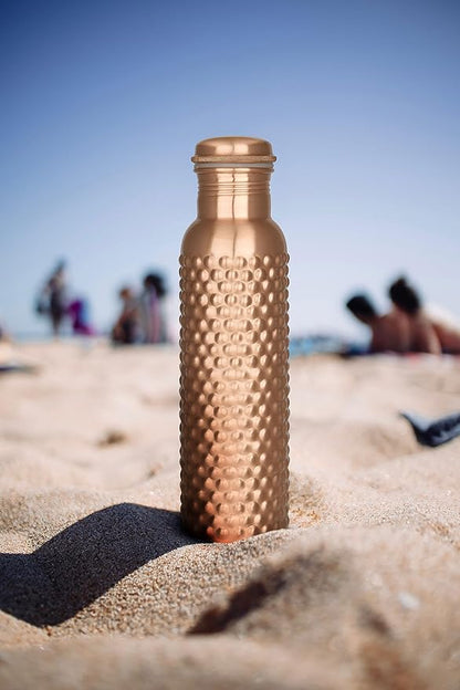 100% Handcrafted Bubble Engrave Pure Copper Water Bottle | 30 Oz | for Drinking Water | Yoga Travel Take Out Ayurveda | Leak Proof Vessel Bubble Dot Designed