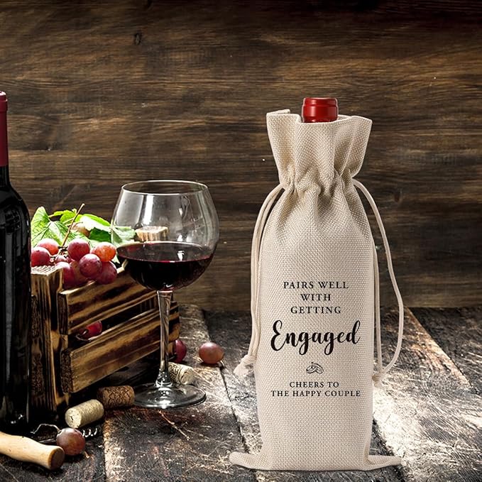 YUANHAO Engagement Wine Bag, Wedding Wine Bag, Engagement Gifts for Couples Women Men, Pairs Well With Planning a Engagement Wine Bag