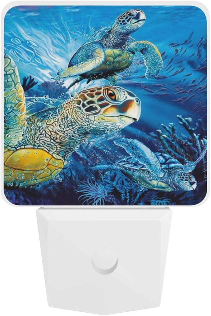 Sea Turtle Night Light for Kids Boys Plug into Wall Led Nightlight with Dusk to Dawn Sensor Compact Lamp Bedroom Bathroom Nursery Hallway Stairs Kitchen Home Decor