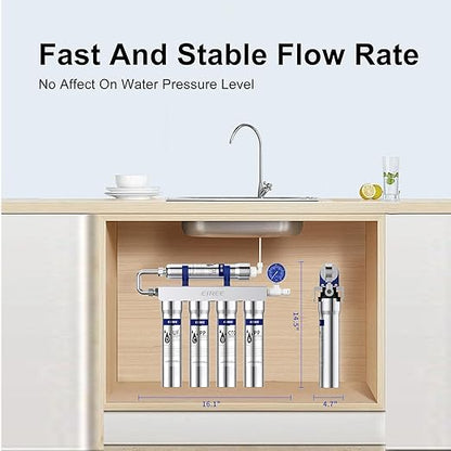 0.01μm Ultra Filtration Mineral Water Purifier Under Sink Water Filter NSF/ANSI 42 Certified Remove 99.99% of Contąminants、Pb Hg Cd、Cadmium、Chlorine、Odor、Bad,Water Filter System（5-Stage）