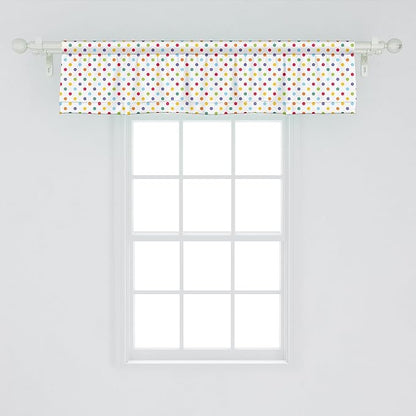 Ambesonne Abstract Window Valance, Colorful Polka Dots Round Circular Vintage Fashion Girls Feminine Design, Curtain Valance for Kitchen Bedroom Decor with Rod Pocket, 42" x 12", Multicolor