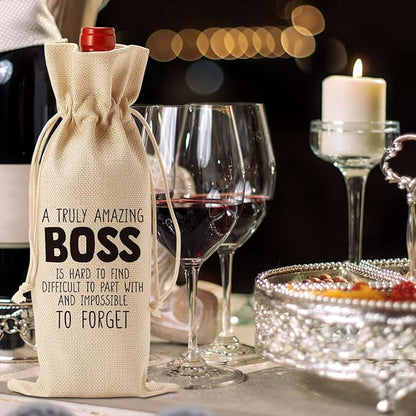 YUANHAO Boss Wine Bag Boss Day Gifts Boss Appreciation Gifts BossThank You Gifts from Employee Retirement Gifts for Boss A Truly Amazing Boss Wine Bag