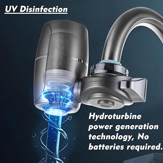 Water Filter for Sink Faucet Mount Filter Purifier System,UV Blue Light Household Kitchen Filter,New Leak-Proof Technology，Filters Over 60 substances, Gray…