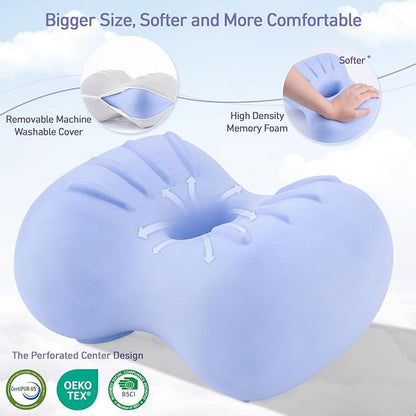 [Extra Large] Leg & Knee Pillow for Side Sleepers - Smooth Spine Alignment Pillow - Memory Foam Knee Pillows for Back Hip Pain, Spine Aligning, Sciatica, Surgery Recovery, Pregnancy (Light Grey)