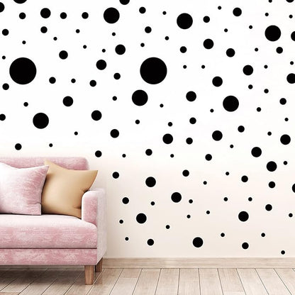 Zonon 264 Pieces Polka Dots Sticker Circle Wall Decal for Bedroom, Playroom Decor Removable Vinyl Stickers Dots Wall Decals(Black)