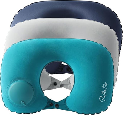 Ultralight Inflatable Travel Pillow Neck Pillow Press to Inflate Compressible Lumbar Support while Camp Travel Cars Office Home Grey