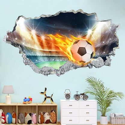 Sports Wall Stickers, Soccer Wall Stickers, 3D Soccer Wall Decal for Living Room, Bedroom, Kids Room, Home Decoration (T0415)