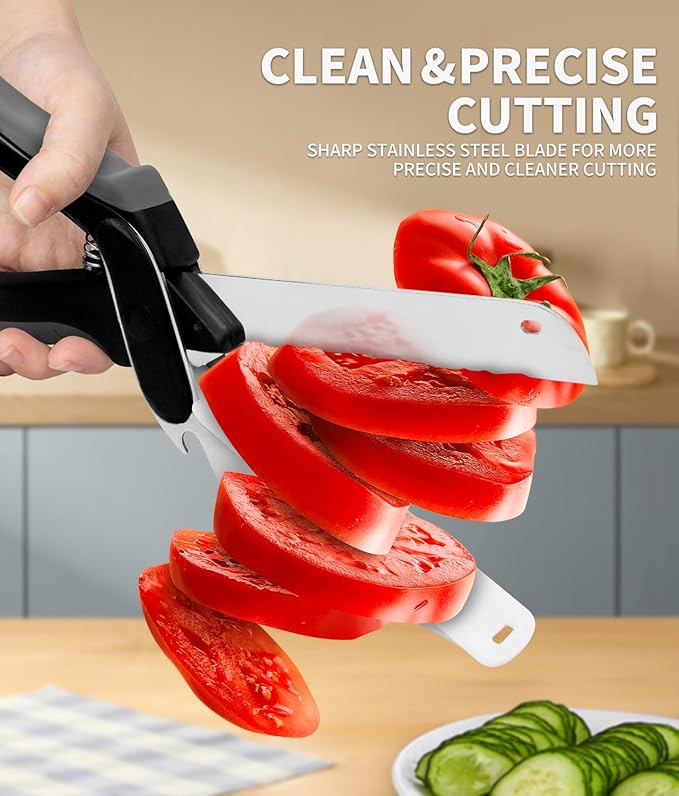 Vegetable Cutter, Kitchen Scissors All Purpose for Cutting Meat,Vegetable,Fruit,Salad,Chicken,Sharp Heavy Duty Shears with Cutting Board,Dishwasher Safe,Food Scissors Veggie Chopper Kitchen Gadgets