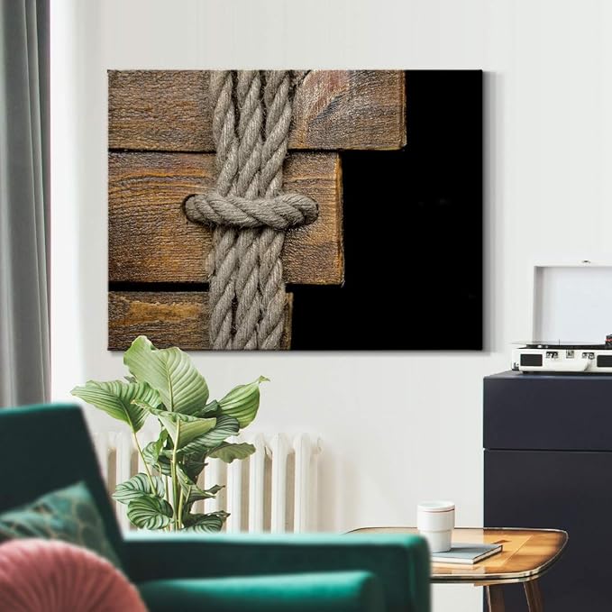 Renditions Gallery Canvas Nautical Wall Art Home Paintings & Prints Scary Closeup Knot Black & White Horror Modern Canvas Artwork Decorations for Bedroom Office Kitchen - 24"x36" LT33