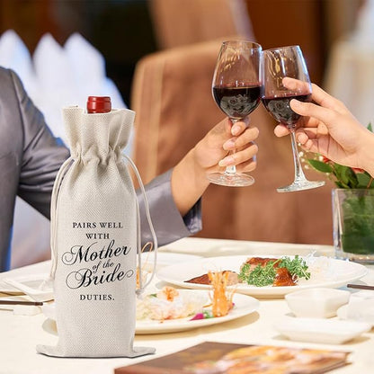 YUANHAO Mother Of the Bride Wine Bag, Engagement Wine Bag, Engagement Gifts for Couples Women Men, Pairs Well With Planning a Wedding Wine Bag