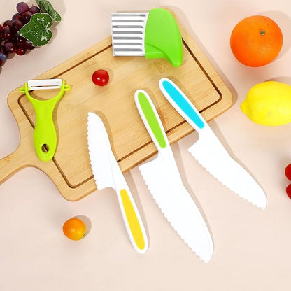 30 Pcs Kids Knife Set for Real Cooking Toddler Montessori Kitchen Tools for toddlers Knife Set Little Girl Boy Friendly Cutting Board and Knives Set for Bread Vegetable Fruit Cake Birthday