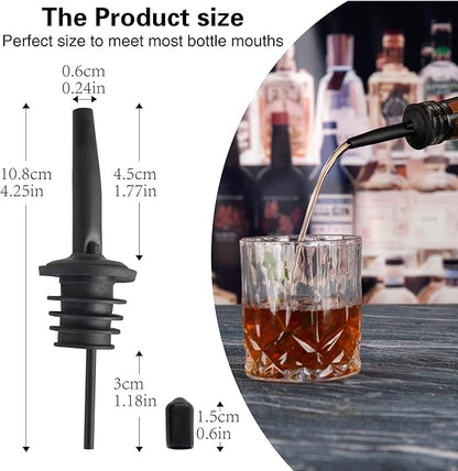 12 Pack Liquor Pourers Spouts for Liquor Bottles Black Bar Pour Spouts Liquor Pourers with Dust Caps Bottle Pourers for Alcohol, Speed Pourers for Liquor Bottles (Matte Black, 12 Pack)