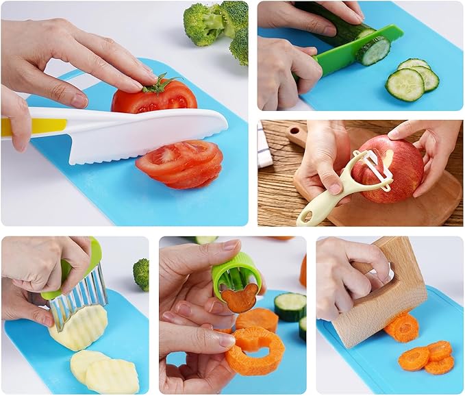 Toddler Knife Set Kids Kitchen Tools Knife Set for Real Cooking Chef Knives for Fruit, Bread, Cake, Salad for Toddler Birthday Gift